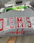 Custom State University Applique Embroidered Crewneck and Mock Neck Sweatshirt