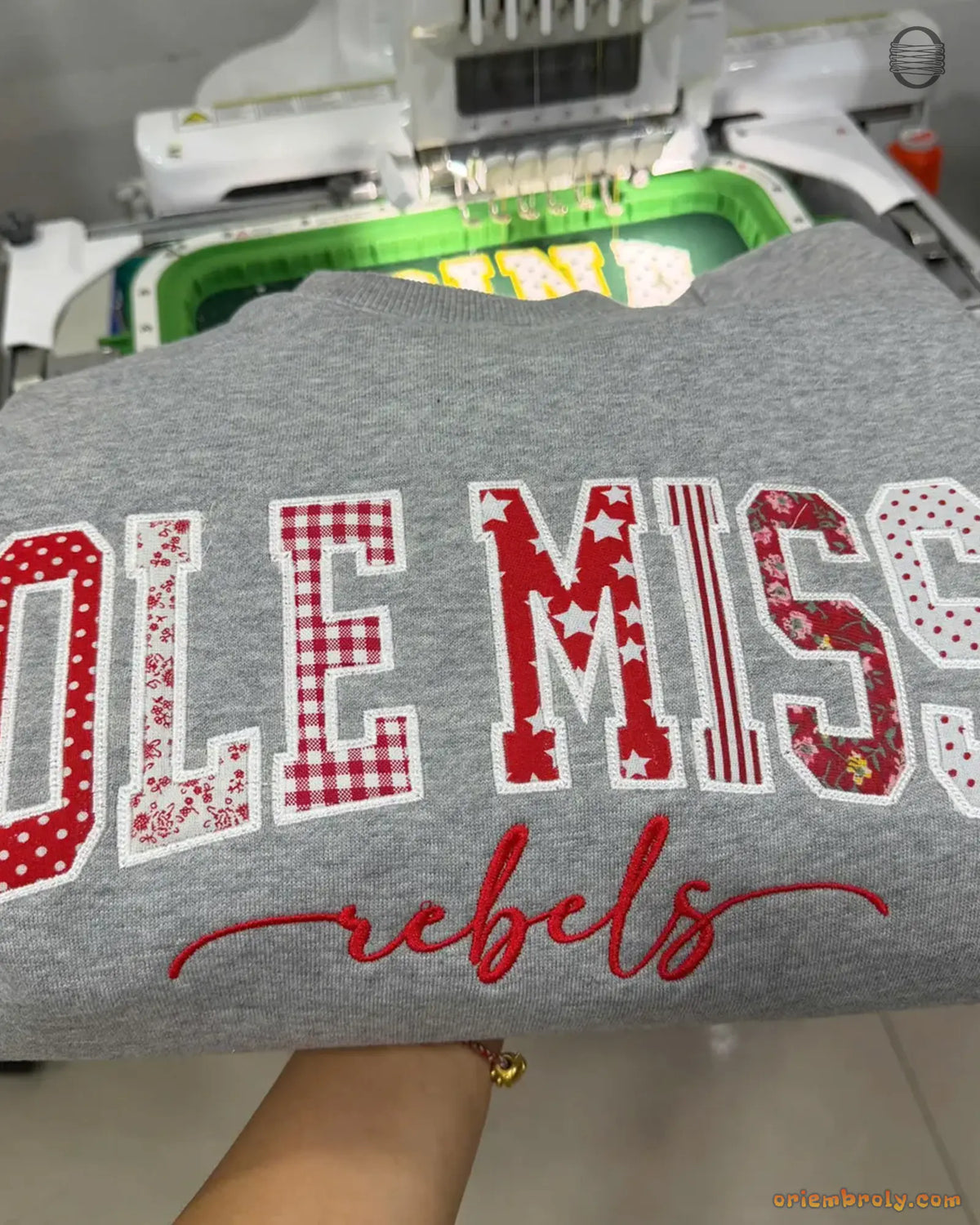 Custom State University Applique Embroidered Crewneck and Mock Neck Sweatshirt