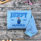 Derpy Huntrx Embroidered Sweatshirt, Derpy Cat Sweater EST. 2025, Funny Embroidery Unisex Pullover