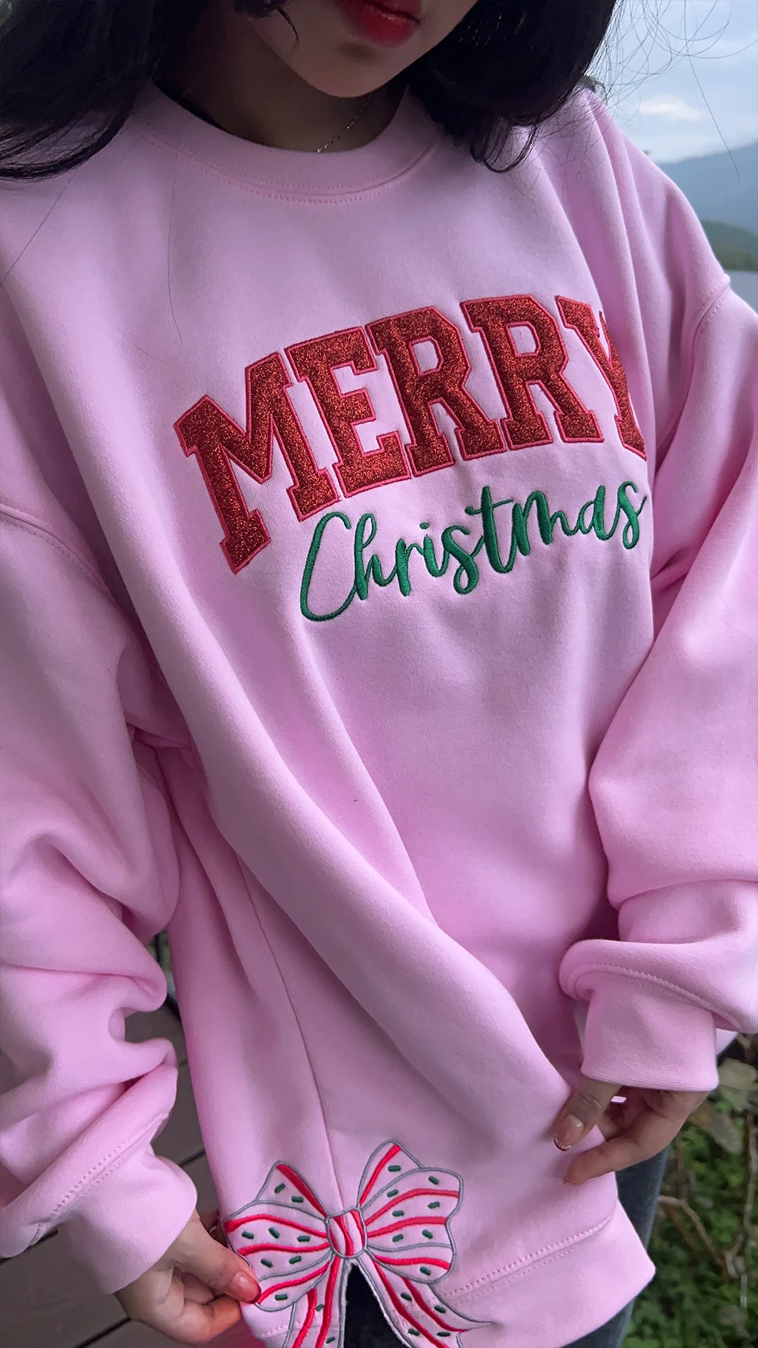 Merry Christmas Side Bow Sweatshirt