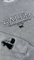 Salem Massachusetts Embroidered Sweatshirt – Witchy Varsity Fleece Crewneck, Gothic Autumn Unisex Gift