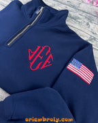 Diamond Monogram Embroidered Quarter Zip Pullover