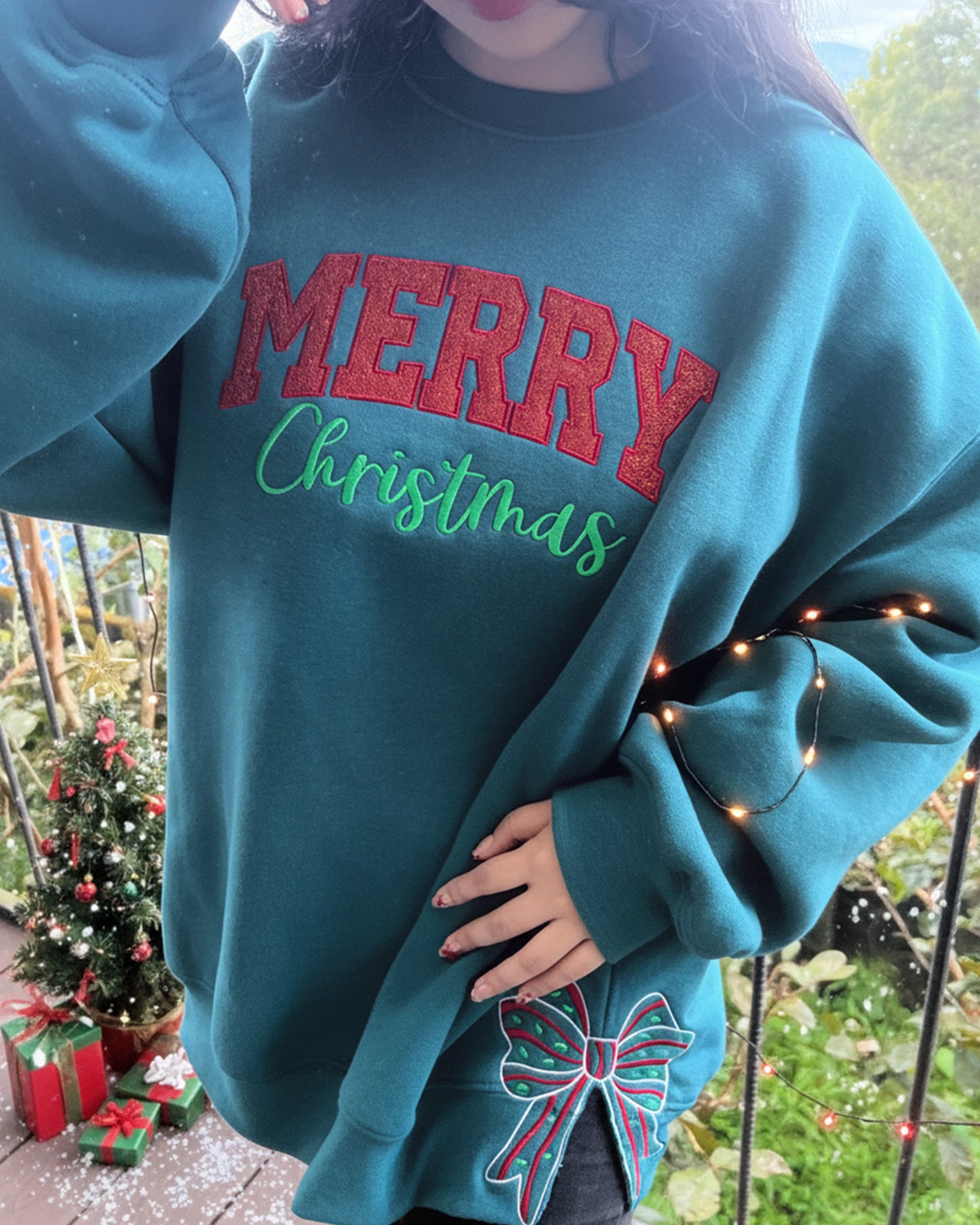 Merry Christmas Side Bow Sweatshirt