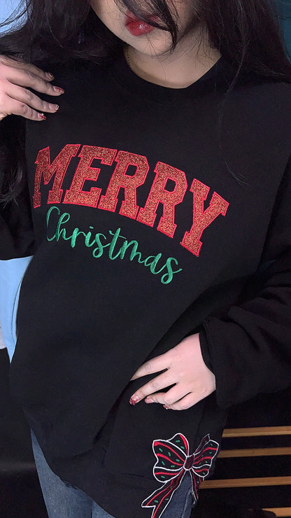 Merry Christmas Side Bow Sweatshirt