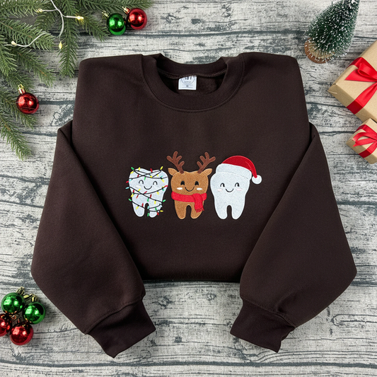 Christmas Tooth Embroidered Sweatshirt – Holiday Dentist Crewneck