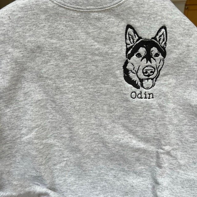 Personalized Embroidered Pet Sweatshirt | Custom Portrait Pet from photo Hoodie | Embroidered Pet Sweatshirt - Oriembroly LLC