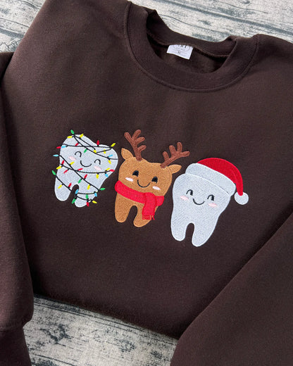 Christmas Tooth Embroidered Sweatshirt – Holiday Dentist Crewneck