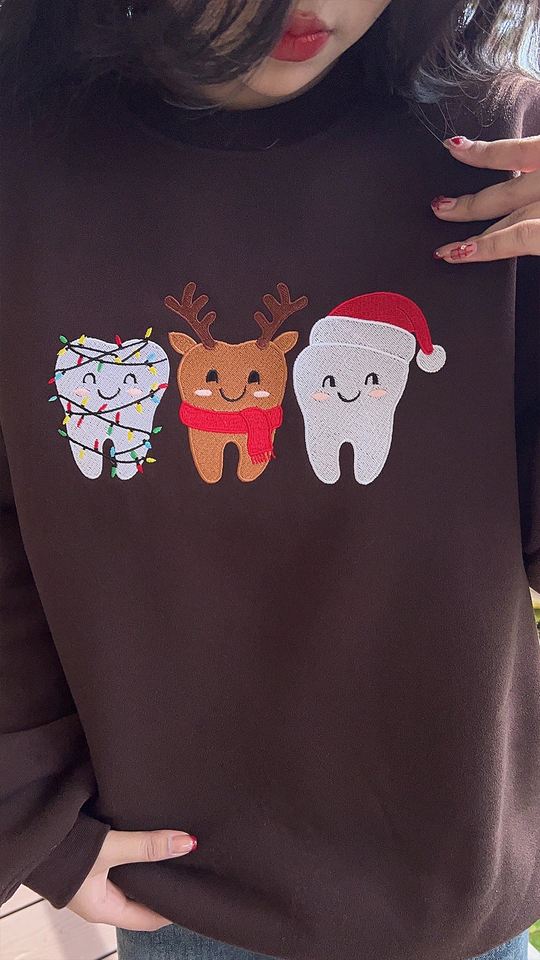 Christmas Tooth Embroidered Sweatshirt – Holiday Dentist Crewneck
