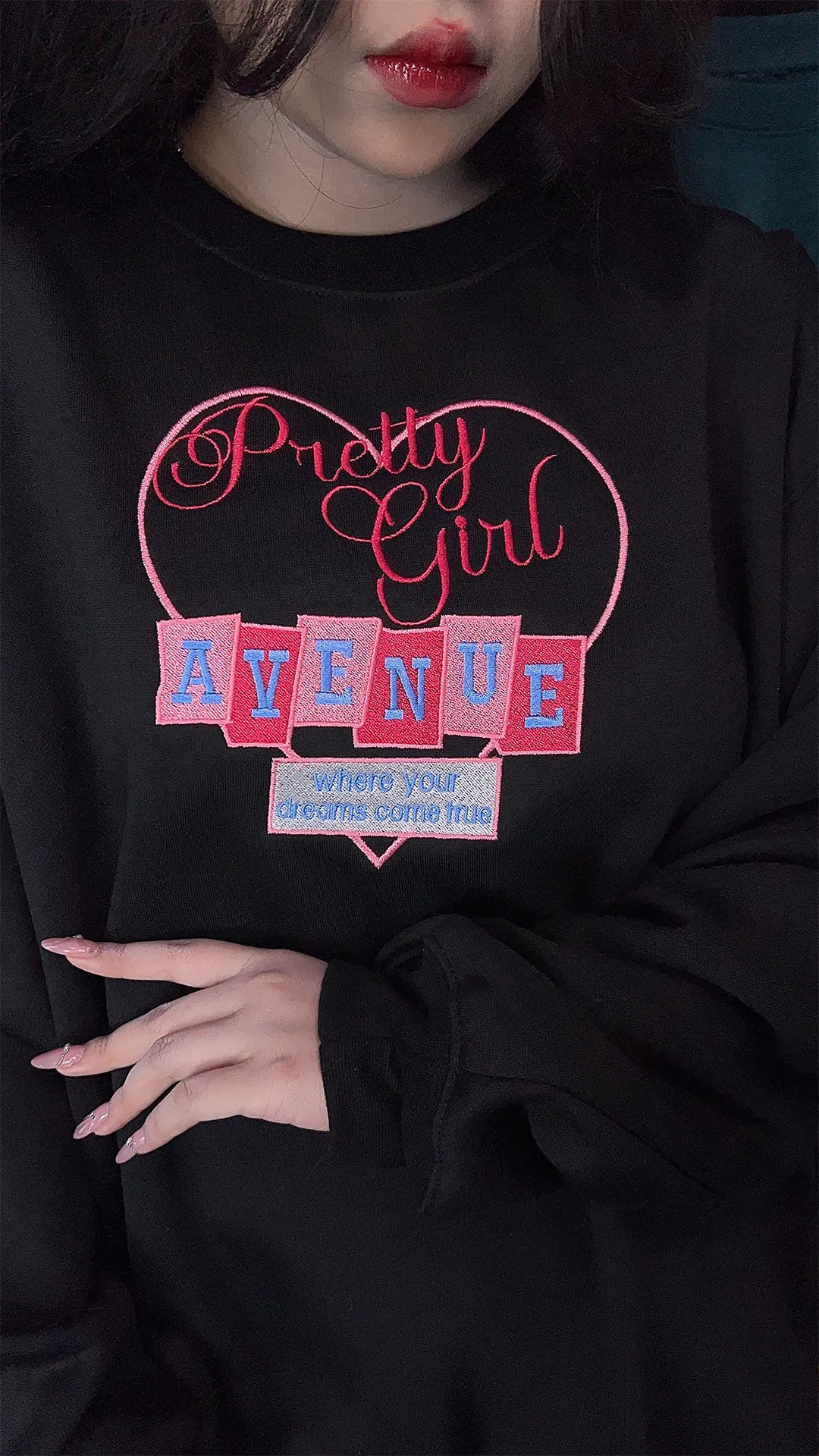 Pretty Girl Avenue Embroidered Sweatshirt