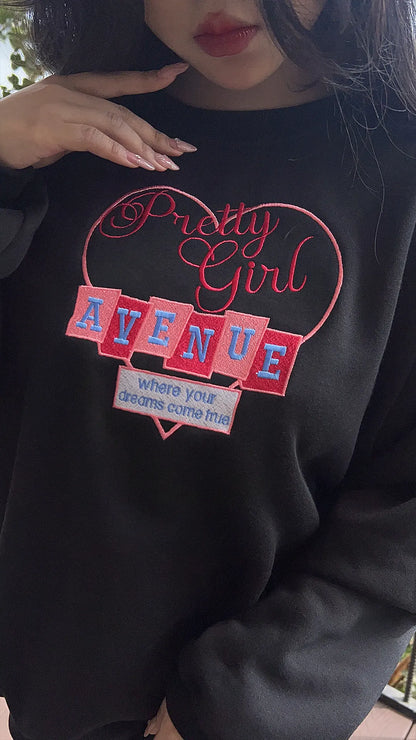 Pretty Girl Avenue Embroidered Sweatshirt