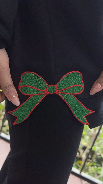 Holiday Glitter Merry Sweatshirt – Double Bow Embroidery