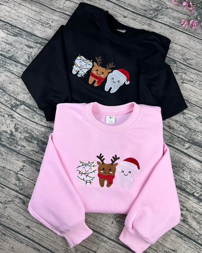 Christmas Tooth Embroidered Sweatshirt – Holiday Dentist Crewneck