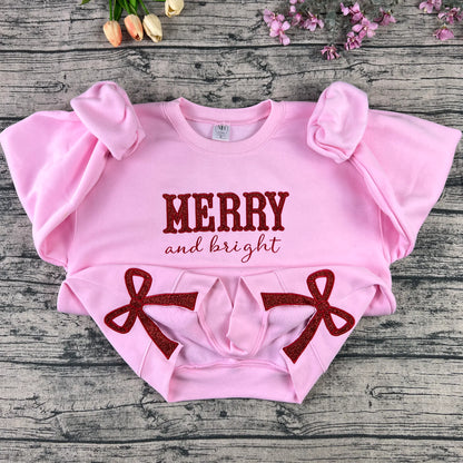Glitter Merry Christmas Embroidery – Bow Accent Edition