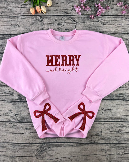 Glitter Merry Christmas Embroidery – Bow Accent Edition