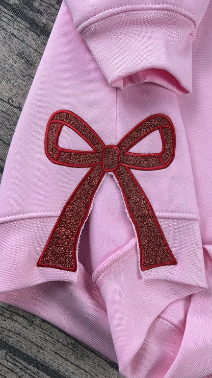 Glitter Merry Christmas Embroidery – Bow Accent Edition