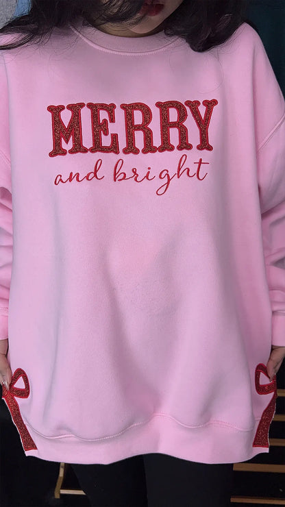 Glitter Merry Christmas Embroidery – Bow Accent Edition