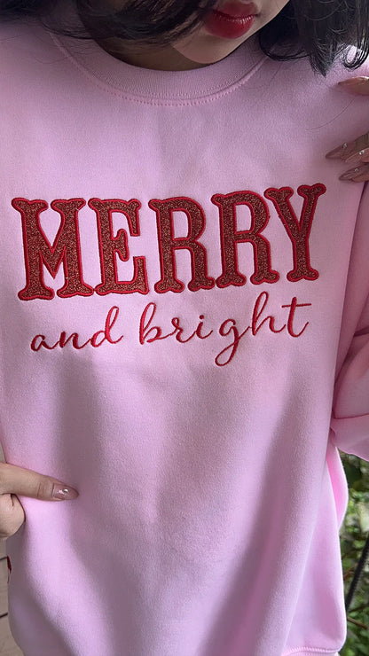 Glitter Merry Christmas Embroidery – Bow Accent Edition