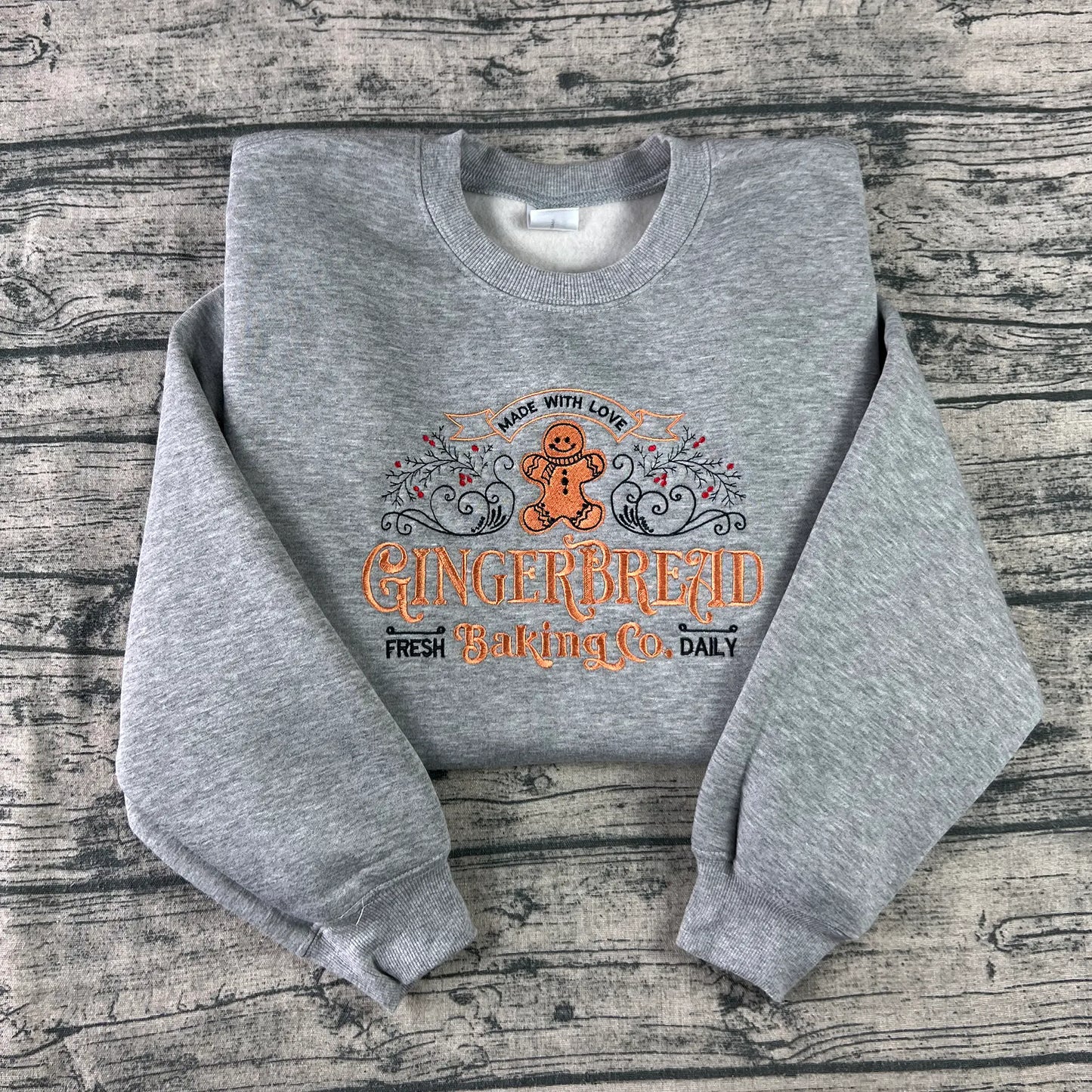 North Pole Gingerbread Embroidered Sweatshirt