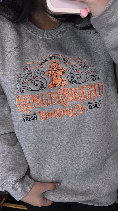 North Pole Gingerbread Embroidered Sweatshirt