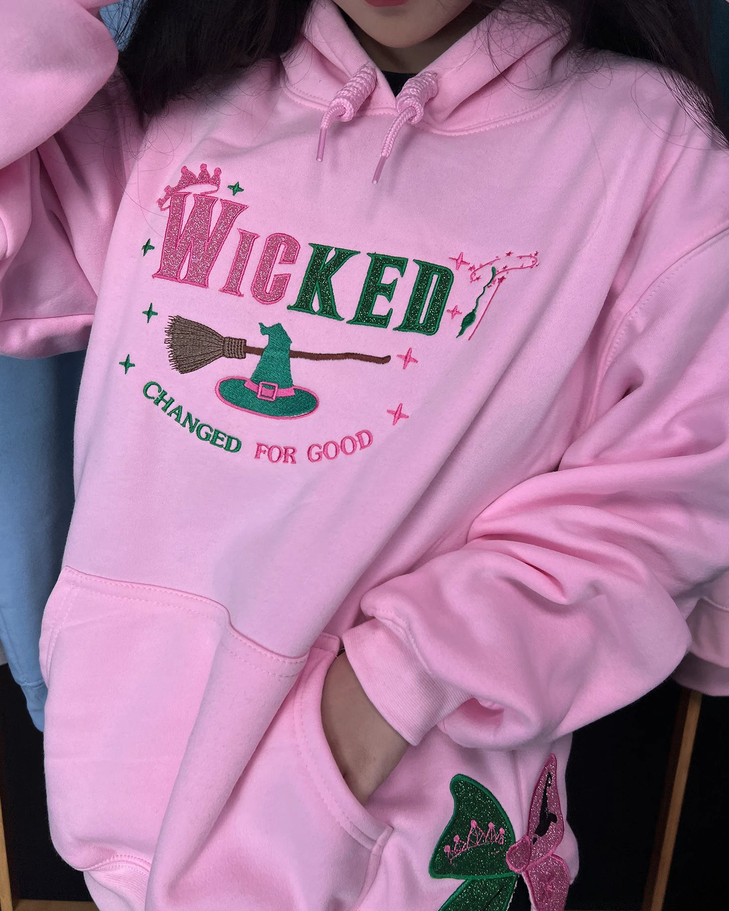 Wicked Changed for Good Embroidery Hoodie, Wicked Fan Gift Sweatshirt, Defy Gravity Sweatshirt, Wizard of Oz, WICKED MOVIE