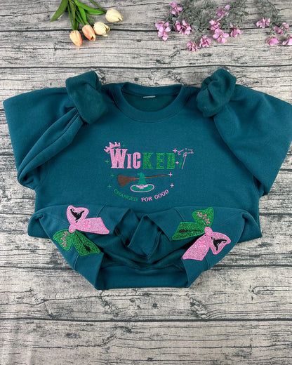Wicked Changed for Good Embroidery Hoodie, Wicked Fan Gift Sweatshirt, Defy Gravity Sweatshirt, Wizard of Oz, WICKED MOVIE