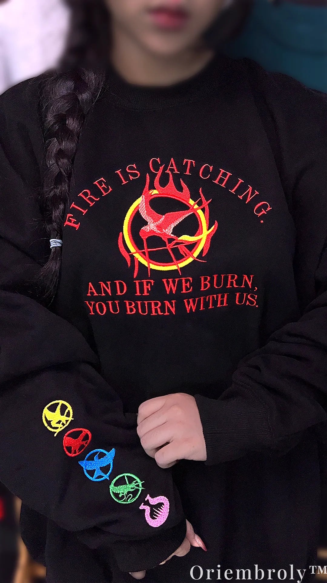 Hunger Games Fire Is Catching Embroidered Sweatshirt