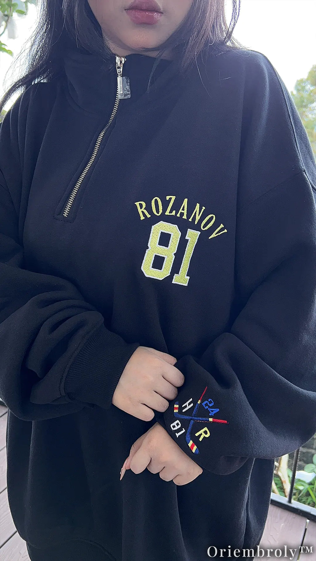 Embroidered Hockey Romance Quarter Zip | Varsity Ice Rink Fleece Pullover