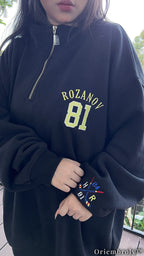 Embroidered Hockey Romance Quarter Zip | Varsity Ice Rink Fleece Pullover