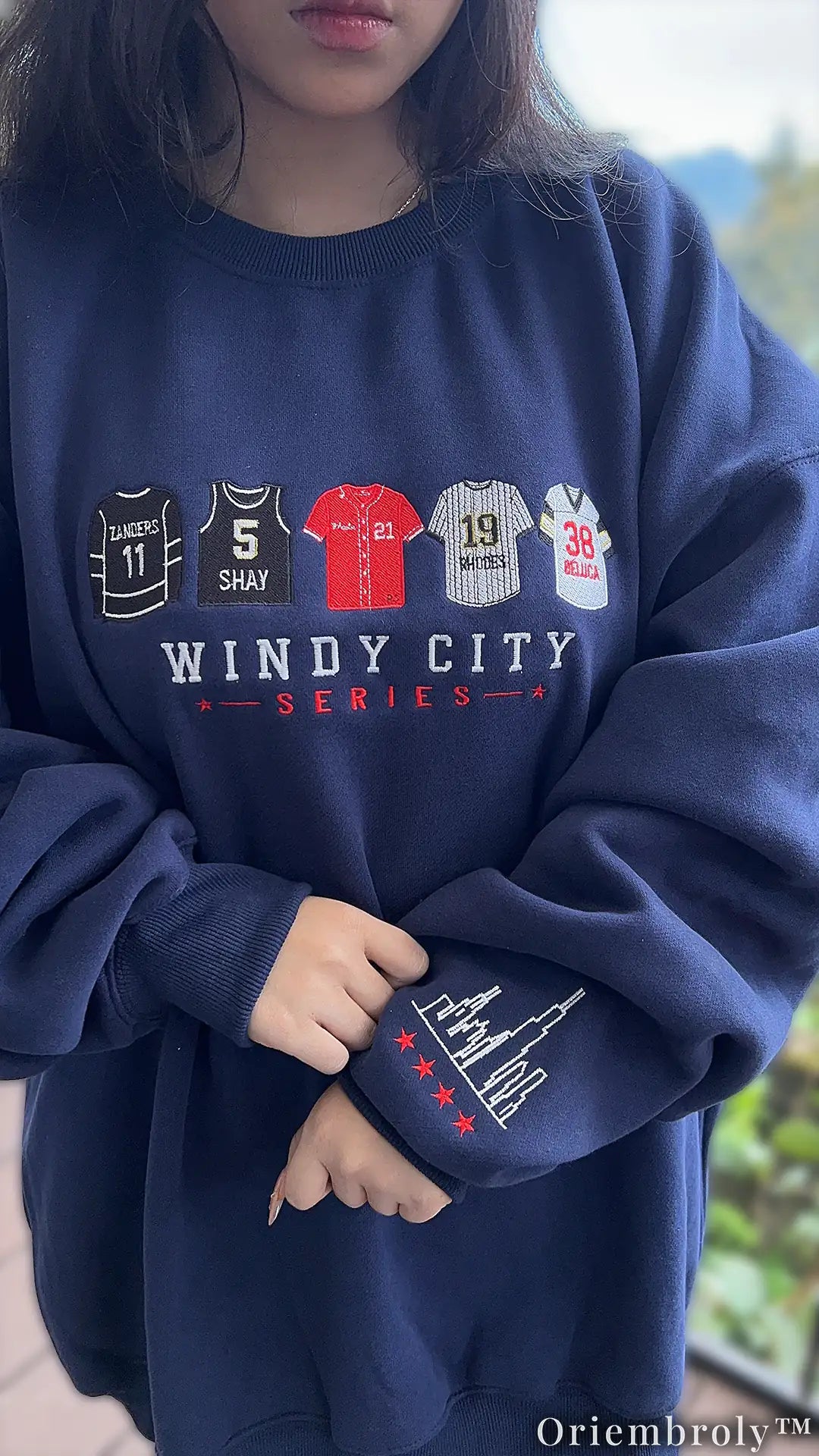 City Series Oversized Sweater - Numbered Athlete Embroidery