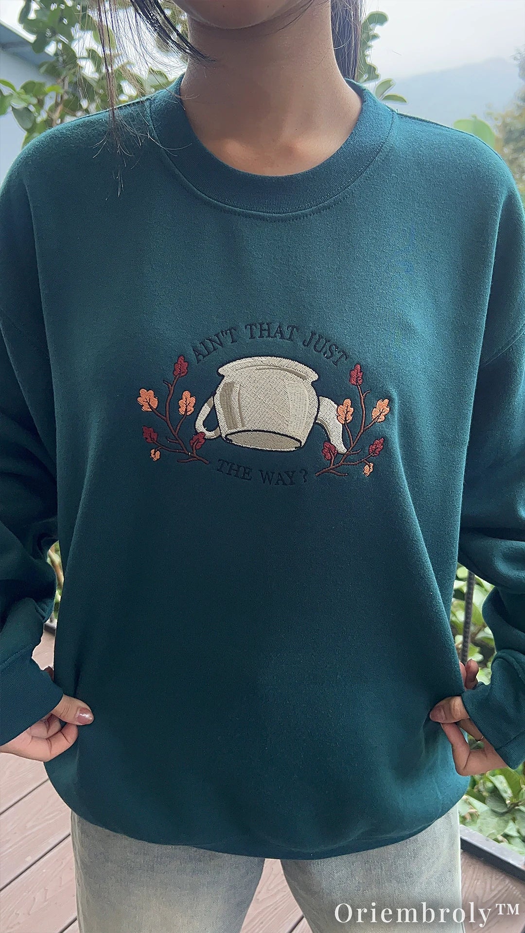 Pottsfield Harvest Festival Embroidered Sweatshirt | Gothic Pumpkin Skeleton Halloween Hoodie