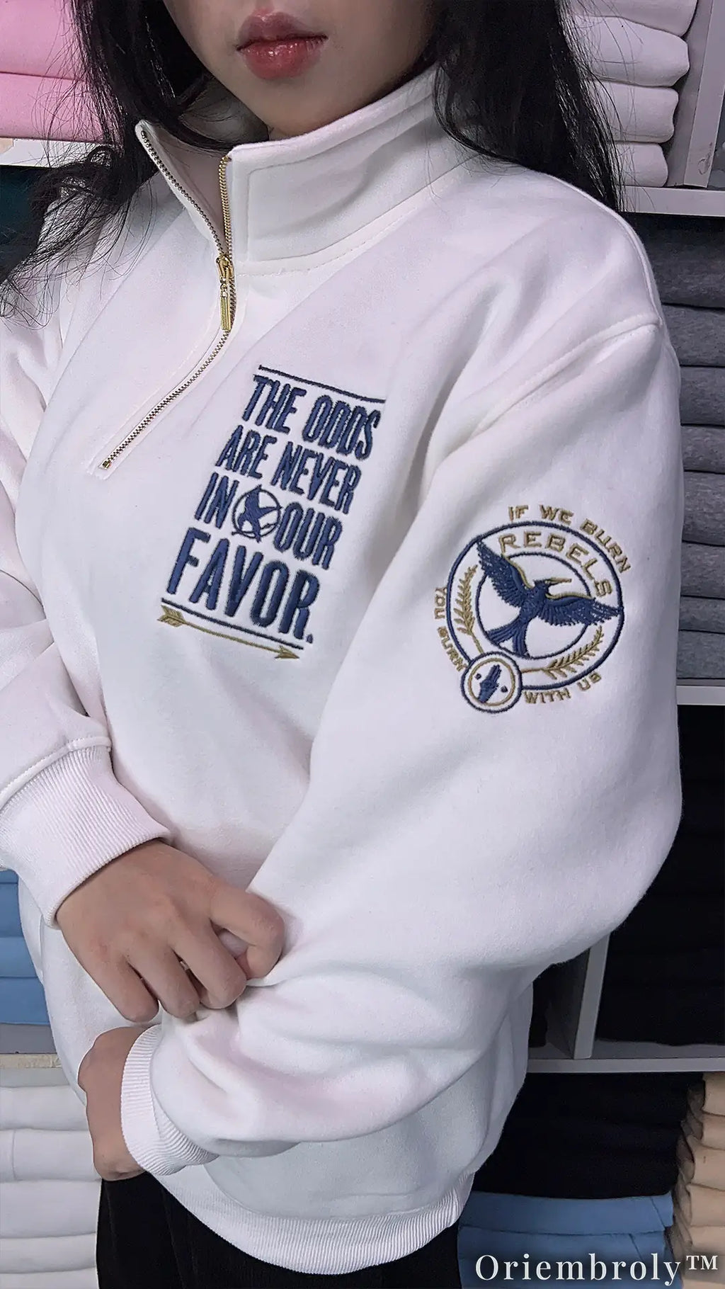 Dystopian Survivor Embroidered Crewneck | Forest Adventure Fleece Sweatshirt