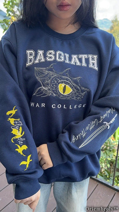 Fourth Wing Embroidered Crewneck - Vintage Dragon Rider Merch