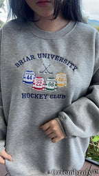 Briar University Hockey Club Embroidered Sweatshirt – Off Campus Bookish Crewneck