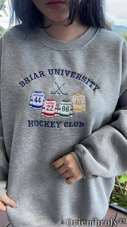 Briar University Hockey Club Embroidered Sweatshirt – Off Campus Bookish Crewneck