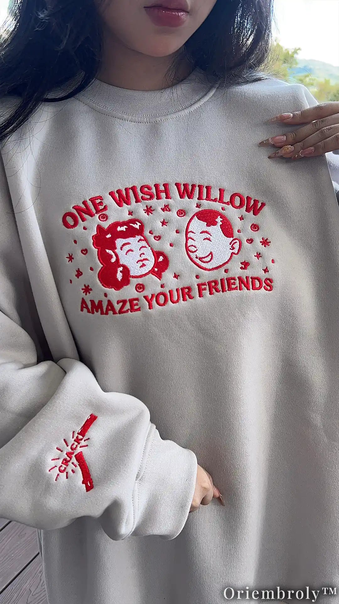 Enchanted Willow Embroidered Sweatshirt | Vintage Botanical Fleece Crewneck