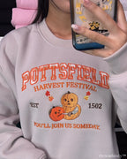 Pumpkin Harvest Festival Embroidered Crewneck Sweatshirt, Vintage Halloween Autumn Design