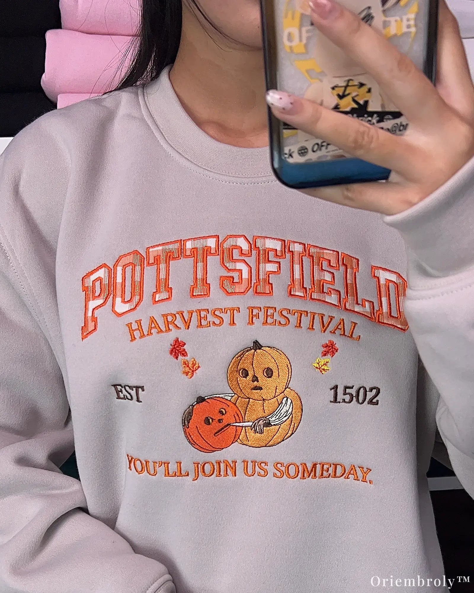 Pumpkin Harvest Festival Embroidered Crewneck Sweatshirt, Vintage Halloween Autumn Design