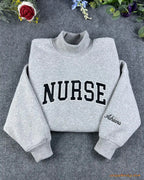 Custom Arched Varsity Collegiate Embroidered Oversized Mock Neck Sweatshirt