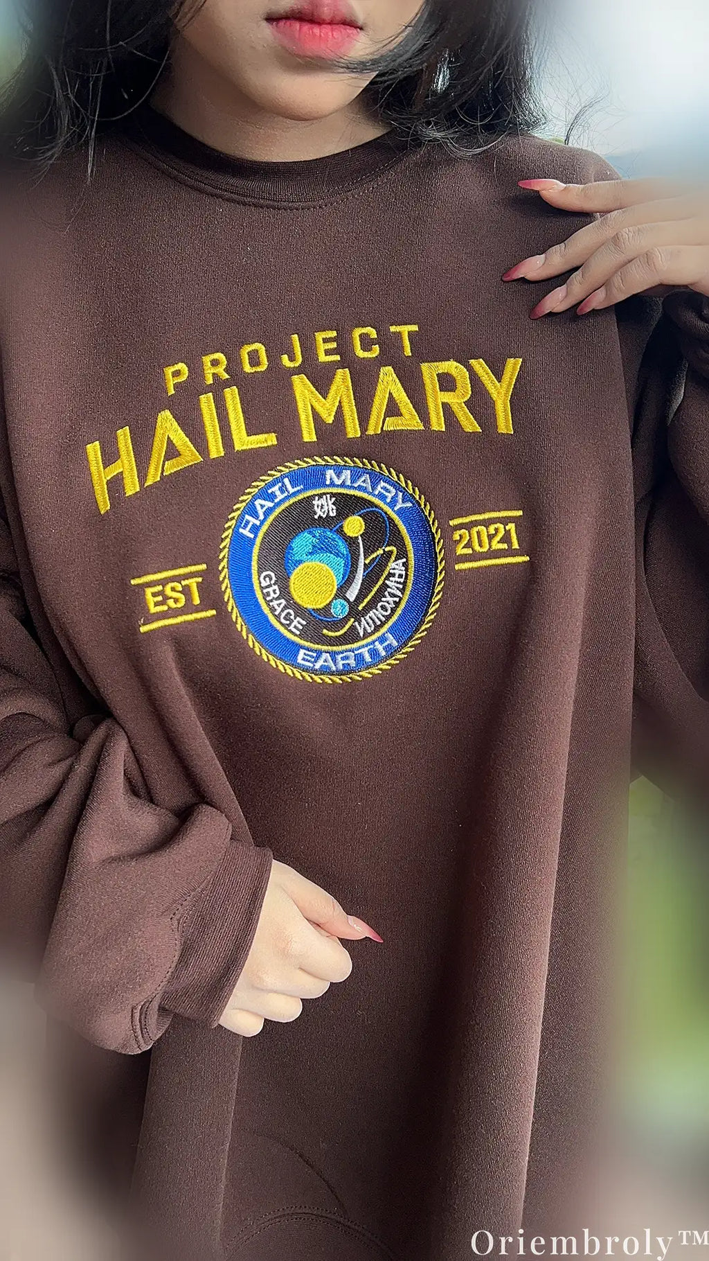 Minimal Space Mission Patch Embroidered Sweatshirt