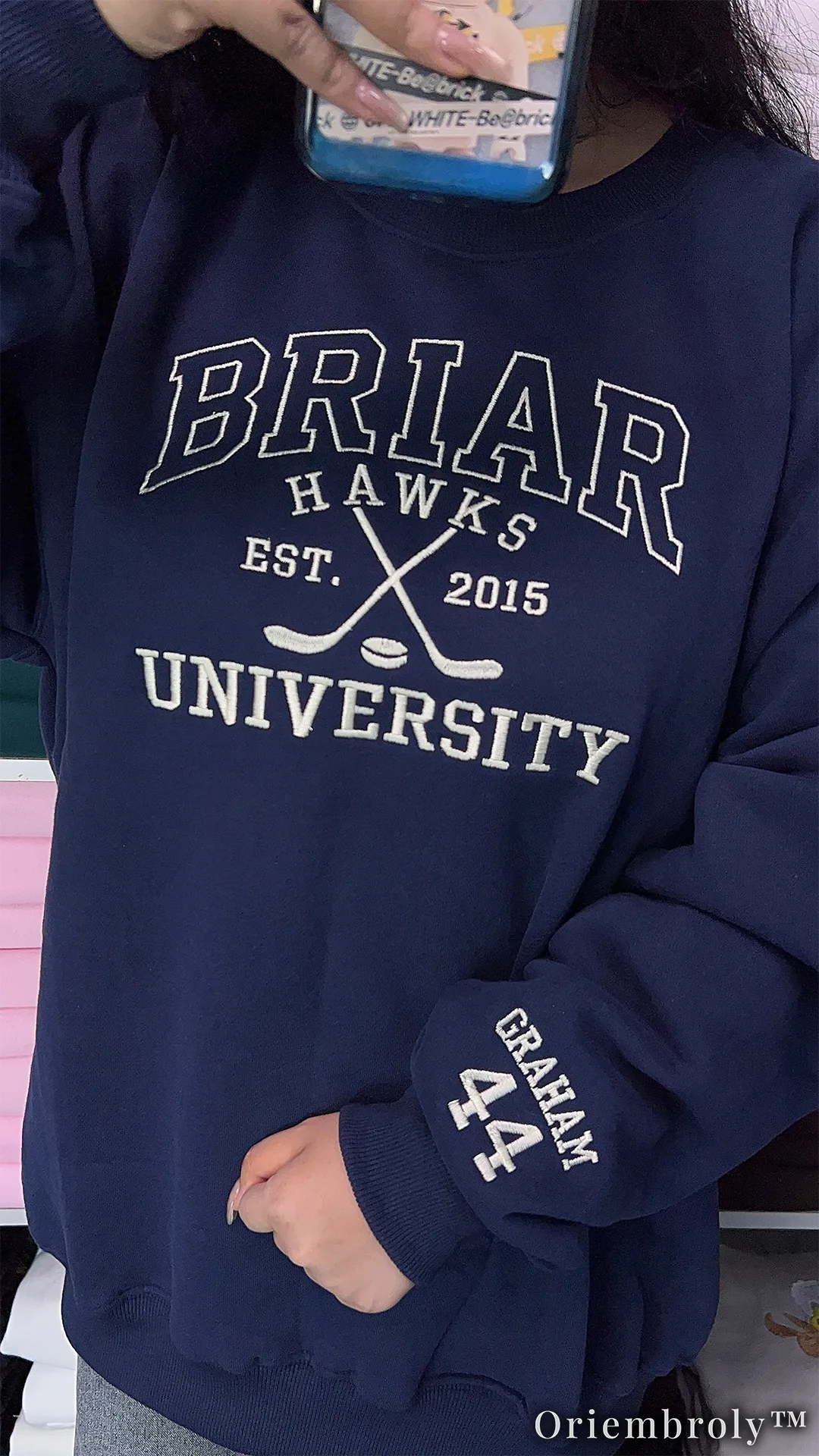Briar University Embroidered Sweatshirt – Off Campus Hockey Romance Crewneck