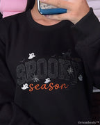 Matching Halloween Embroidered Sweatshirt Set for Family – Black Crewneck