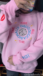 Harry Styles HS4 Disco Ball Embroidered Sweatshirt – Pink Retro Preppy Crewneck
