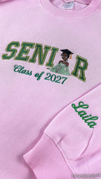 Personalized Senior 2027 Embroidered Sweatshirt – Custom Class of 2027 Graduation Crewneck, Name Sleeve Gift