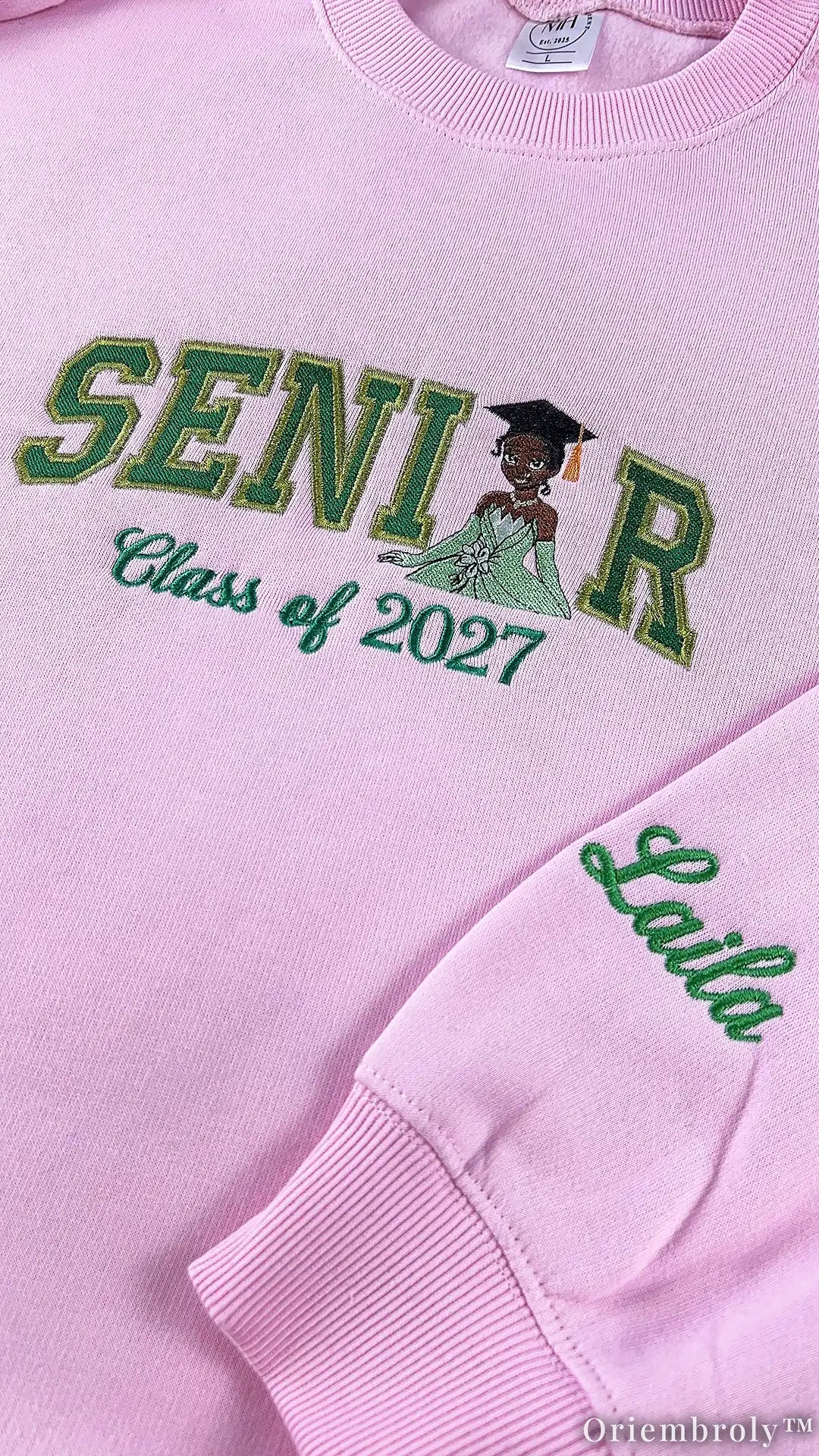 Personalized Senior 2027 Embroidered Sweatshirt – Custom Class of 2027 Graduation Crewneck, Name Sleeve Gift