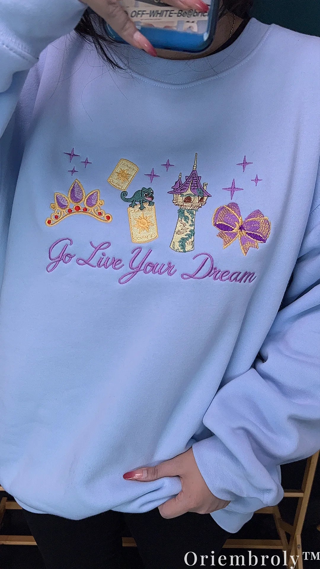 Tangled Rapunzel Embroidered Sweatshirt – Go Live Your Dream Pastel Princess Crewneck