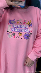 Hannah Montana Embroidered Sweatshirt – Y2K Vintage Pink Pop Star Crewneck