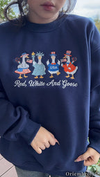 Funny Goose Patriotic Sweatshirt - Red White And Goose Americana