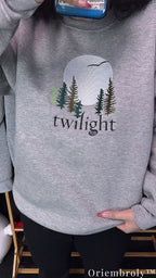 Twilight Forks Washington Embroidered Sweatshirt – Vintage Forest Moon Crewneck