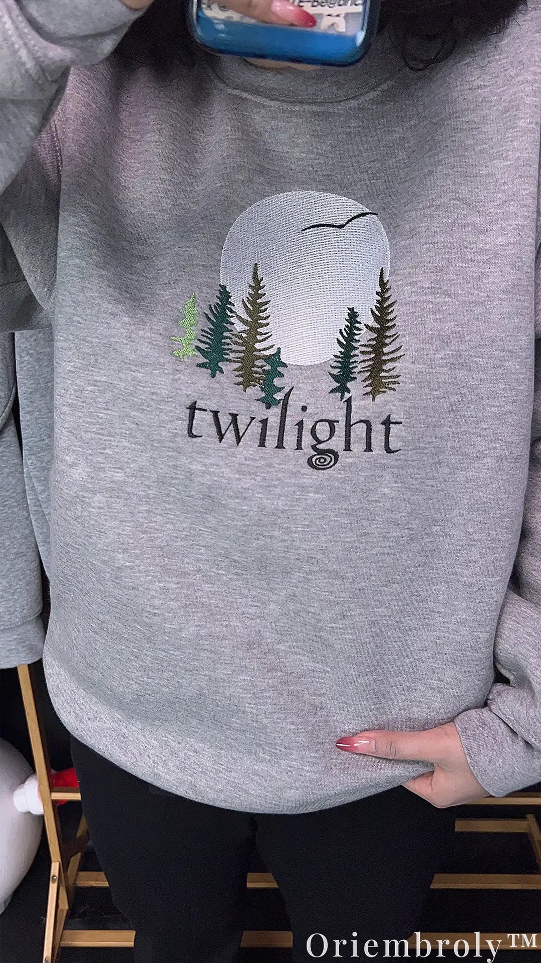 Twilight Forks Washington Embroidered Sweatshirt – Vintage Forest Moon Crewneck