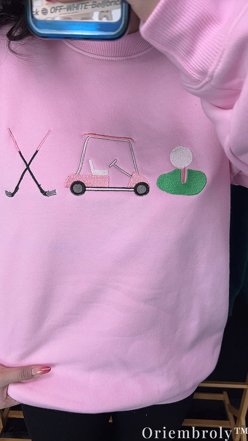 Preppy Golf Embroidered Sweatshirt – Pink Old Money Country Club Crewneck